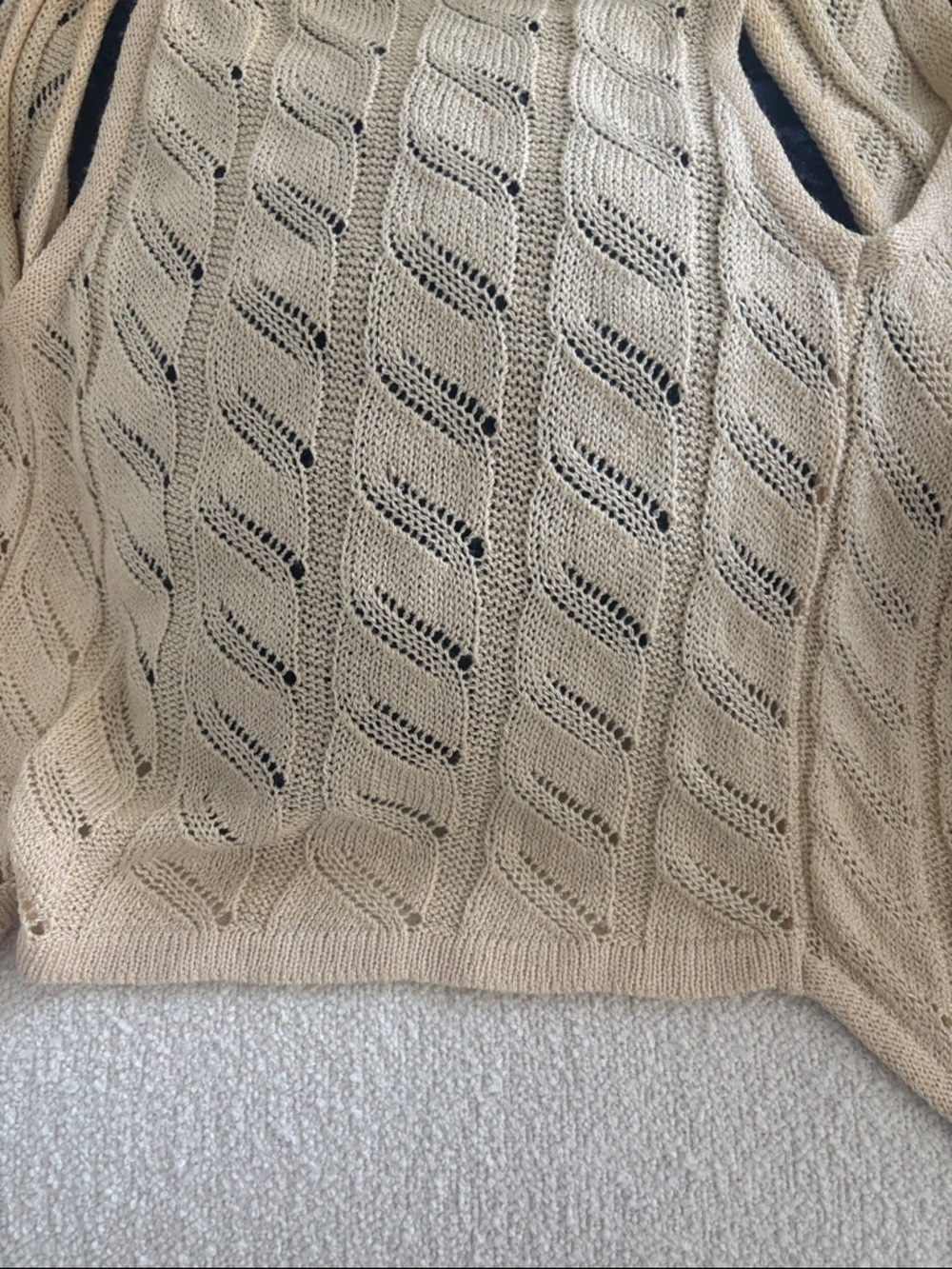 Armani Vintage Cream Open-Knit Button Front Sweater Vest - Picture 13 of 13